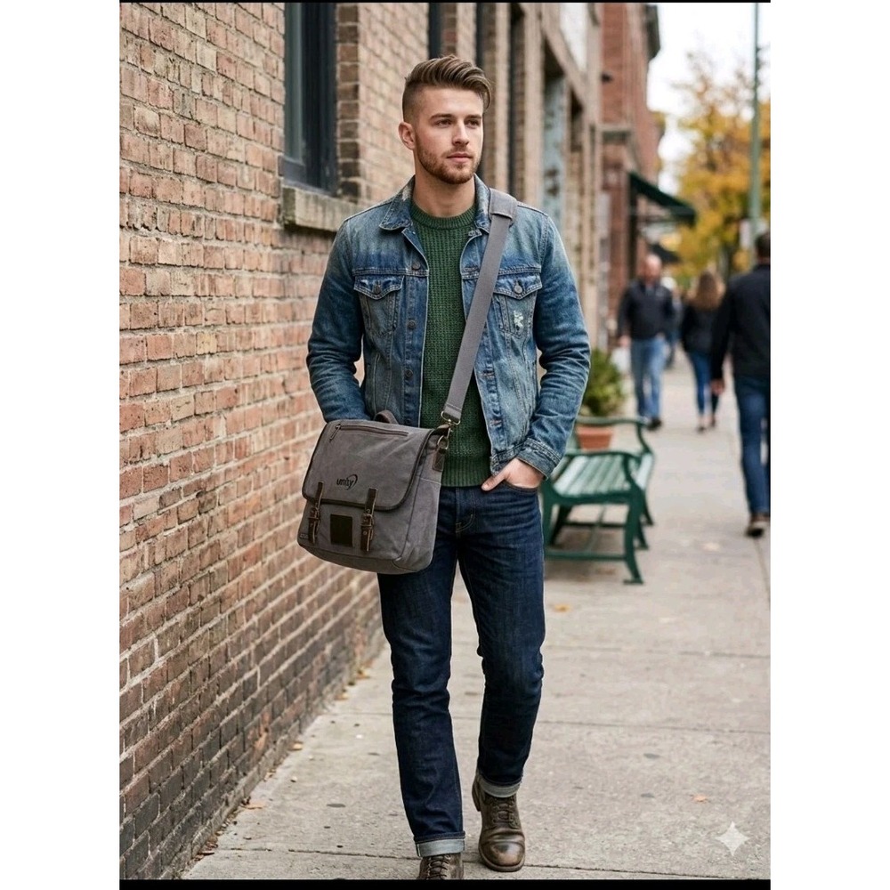 Prudhoe Bay Brown OS Canvas Messenger Bag Shoulder Satchel Laptop Work Bag
